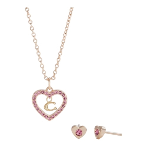 Coach Jewelry - COACH HEART NECKLACE AND STUD EARRINGS SET